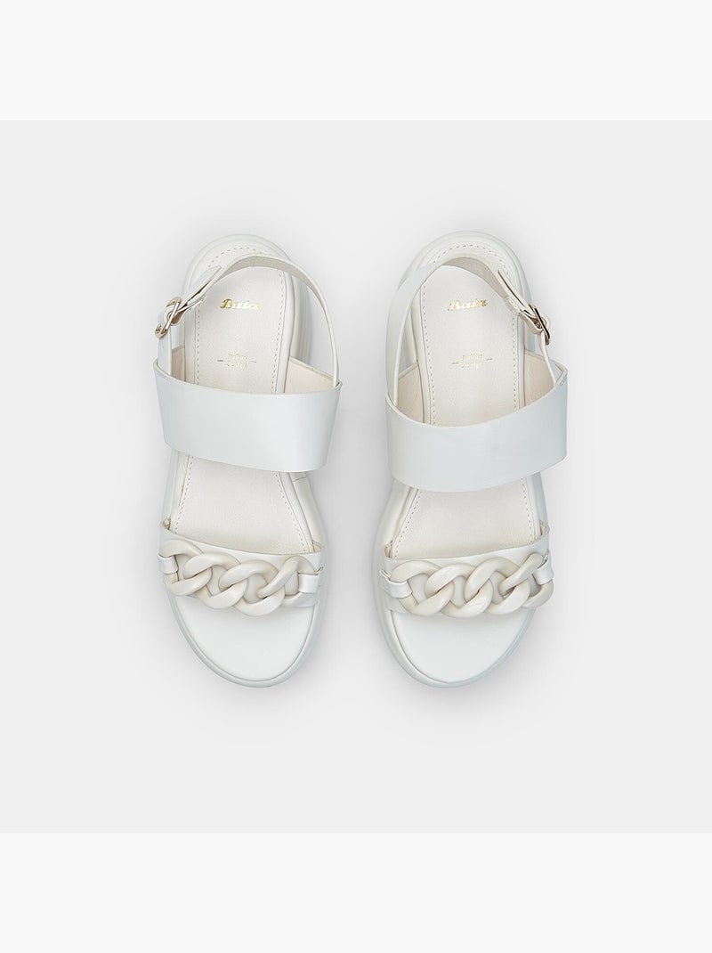 Sandales en cuir avec platform 5 cm BATA Beige - Kiabi