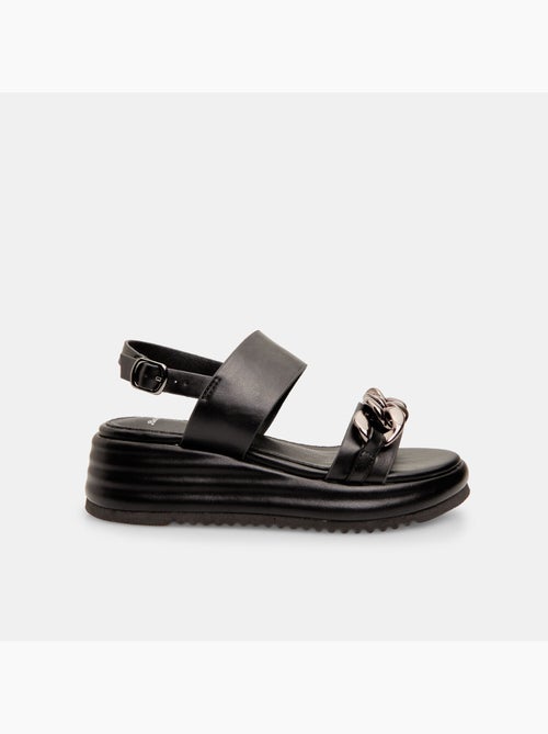 Sandales en cuir avec platform 5 cm BATA - Kiabi