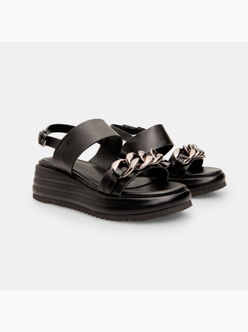 Sandales en cuir avec platform 5 cm BATA - Kiabi