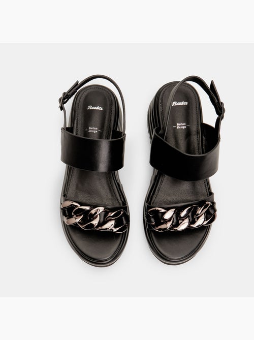 Sandales en cuir avec platform 5 cm BATA - Kiabi