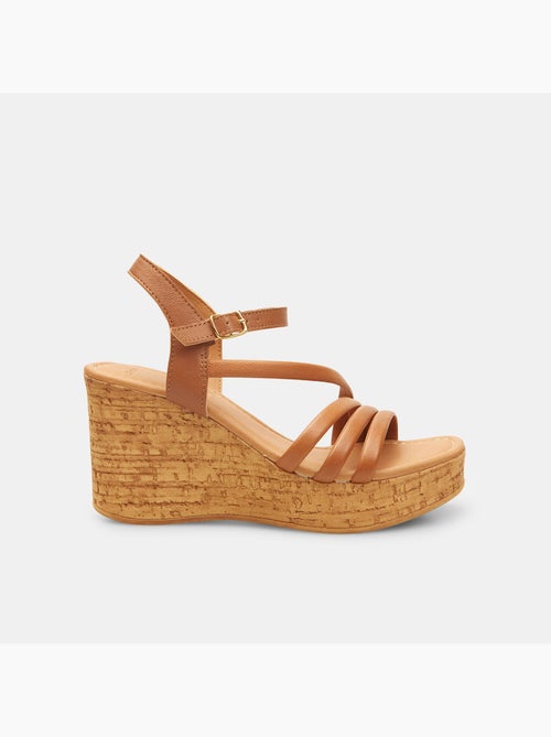 Sandales en cuir avec semelle compensée BATA - Kiabi