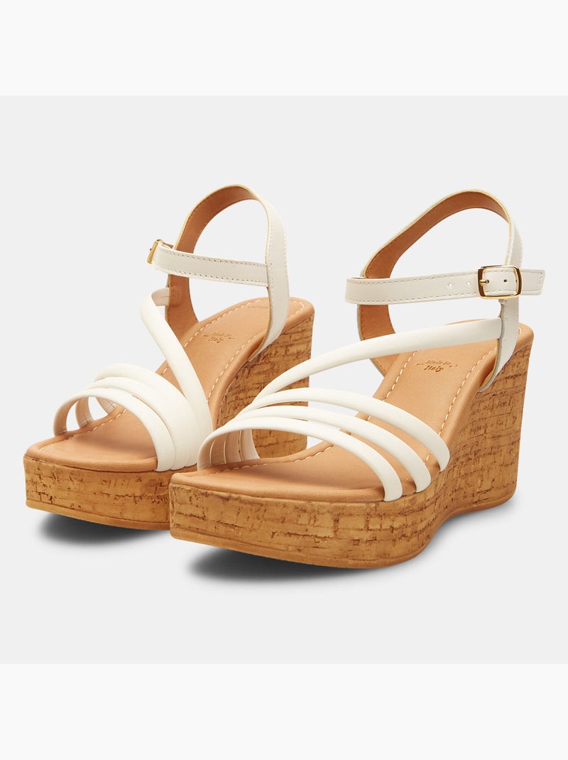 Sandales en cuir avec semelle compensée BATA Marron - Kiabi