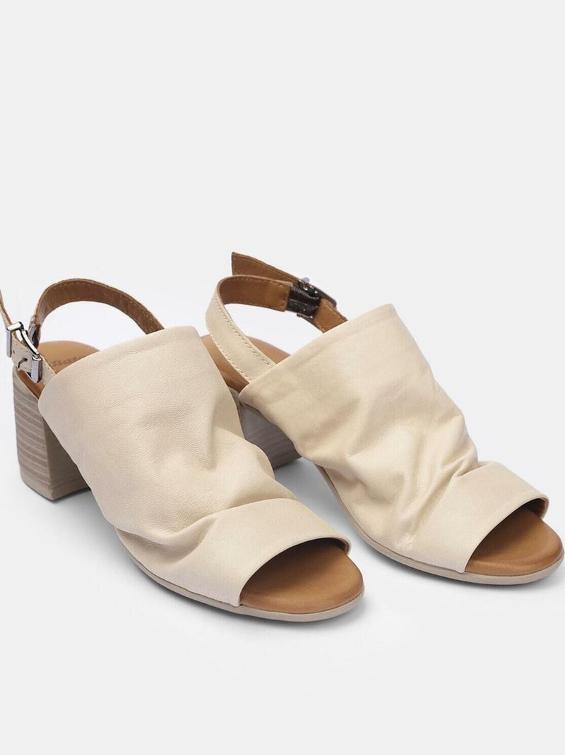 Sandales en cuir avec talon BATA Beige - Kiabi