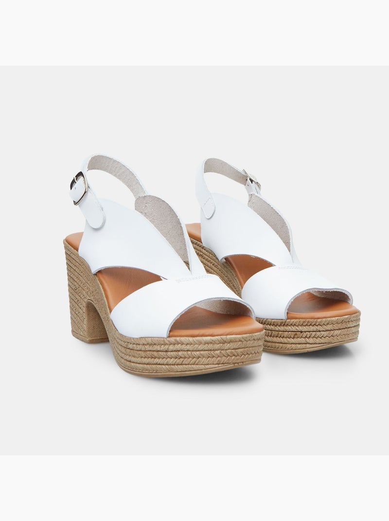 Sandales  en cuir avec talon BATA Blanc - Kiabi