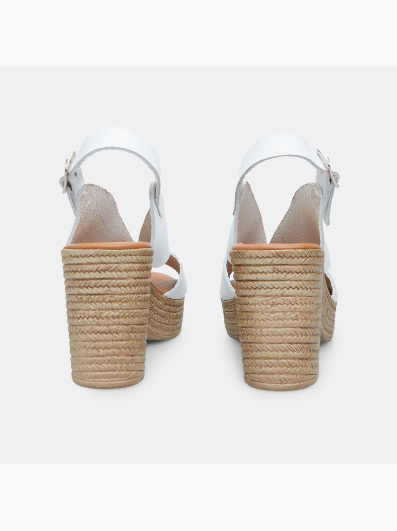 Sandales  en cuir avec talon BATA Blanc - Kiabi