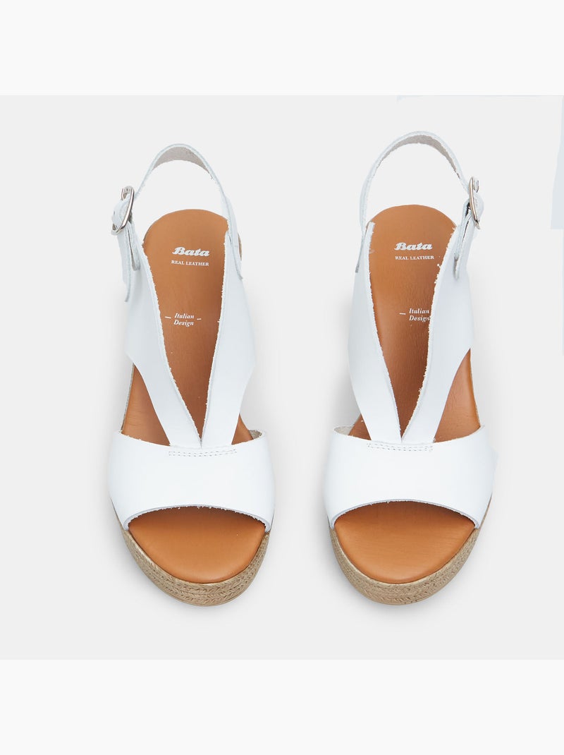 Sandales  en cuir avec talon BATA Blanc - Kiabi