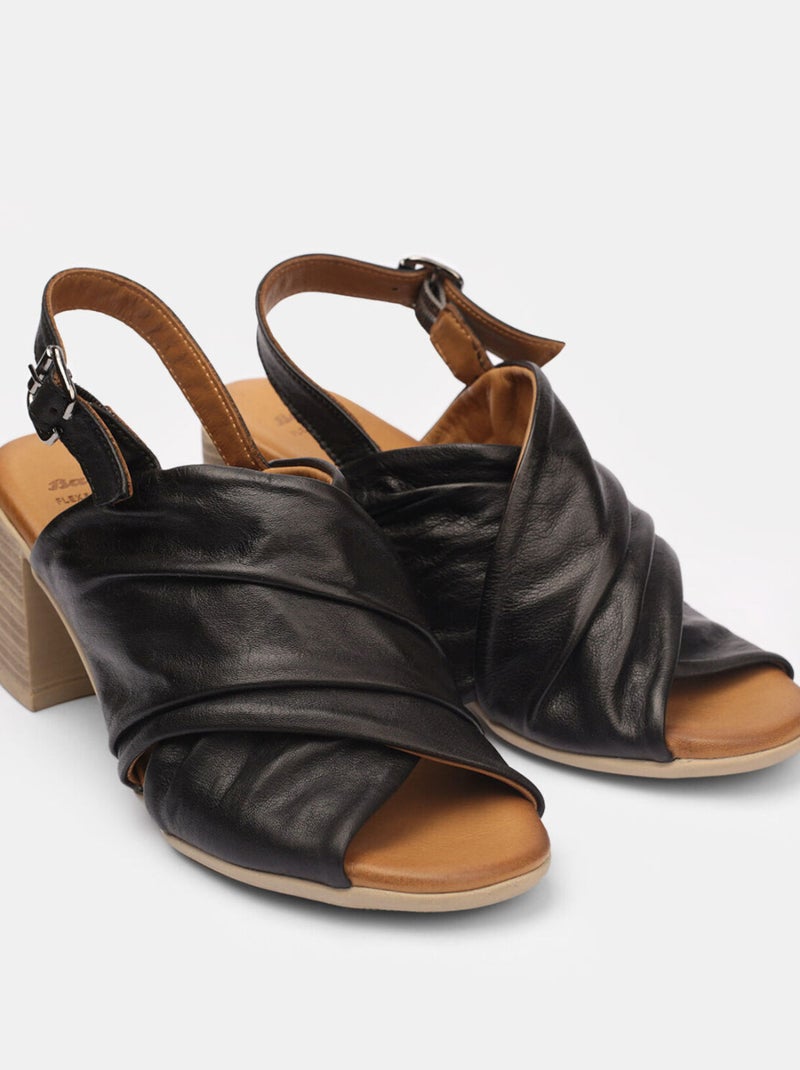 Sandales en cuir avec talon BATA Noir - Kiabi