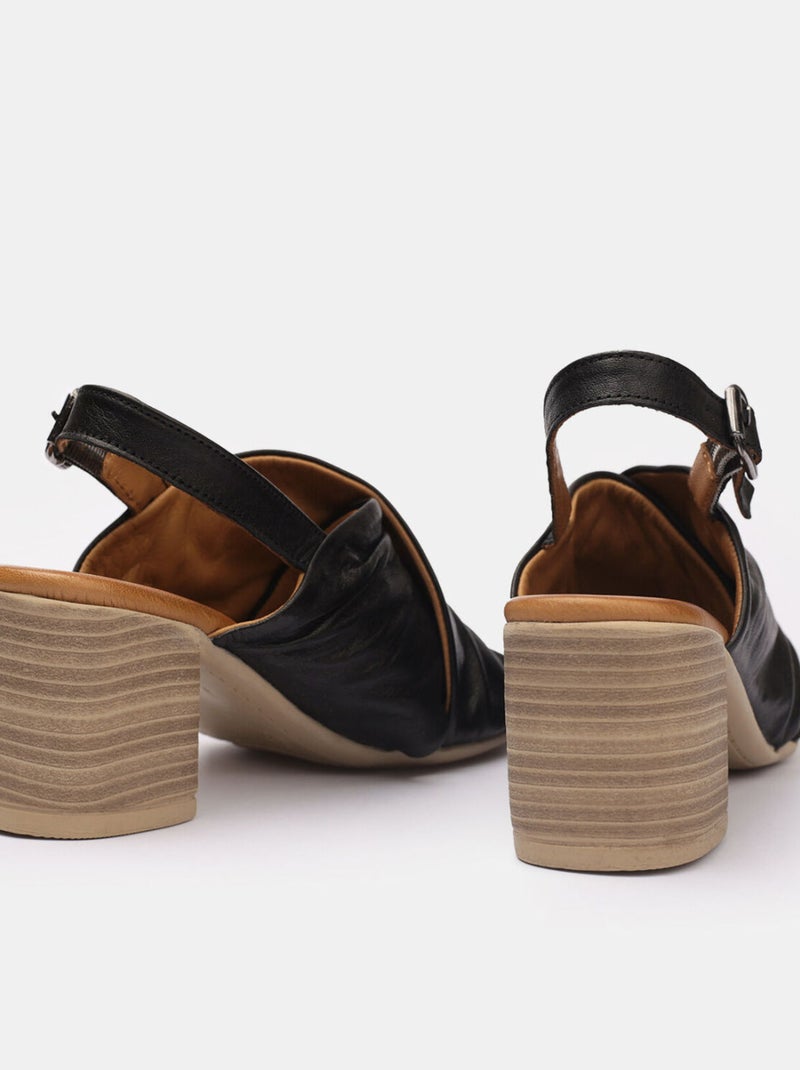 Sandales en cuir avec talon BATA Noir - Kiabi