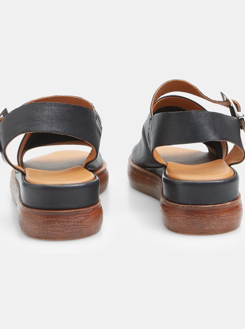 Sandales en cuir  avec talon BATA Noir - Kiabi