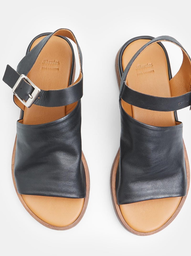 Sandales en cuir  avec talon BATA Noir - Kiabi