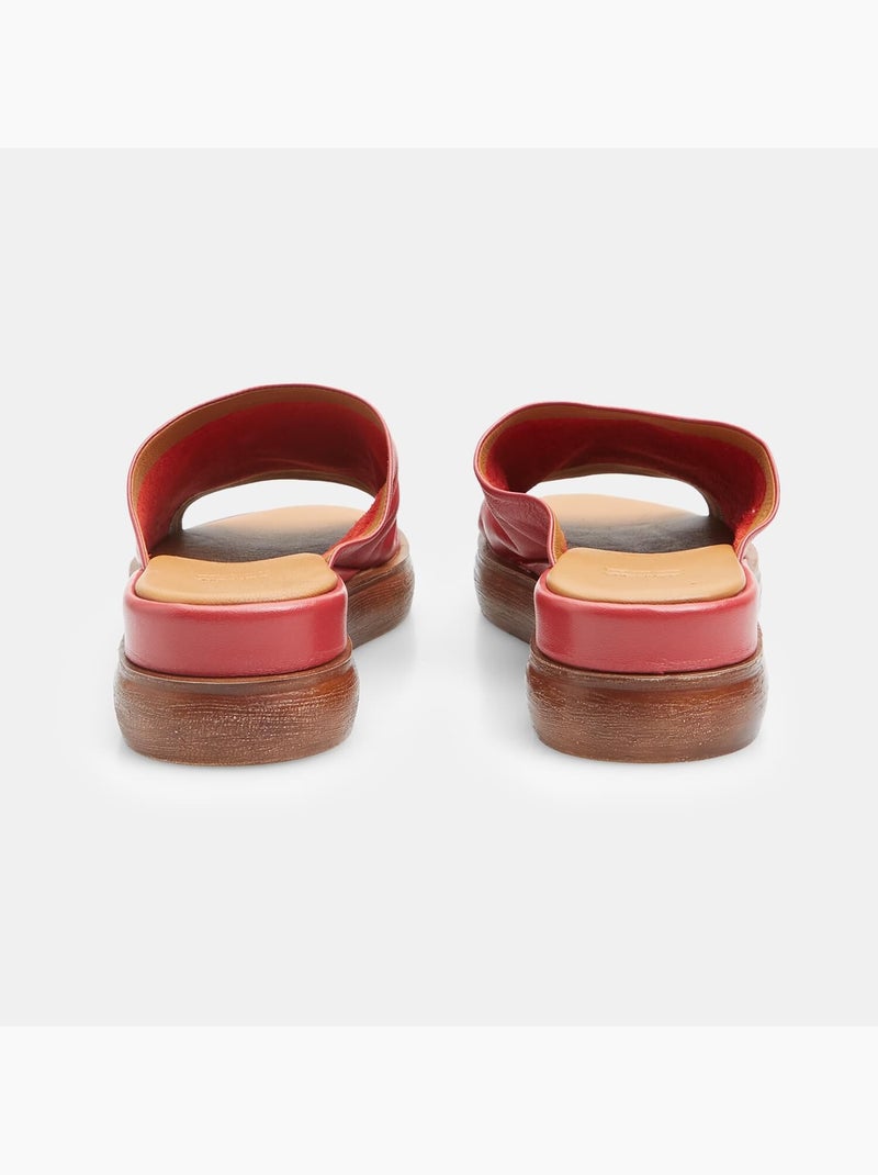 Sandales en cuir avec talon BATA Rouge - Kiabi