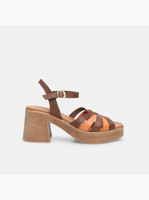 Sandales en cuir avec talon de 7,5 cm BATA - Kiabi