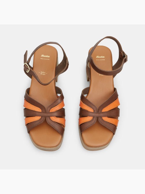 Sandales en cuir avec talon de 7,5 cm BATA - Kiabi