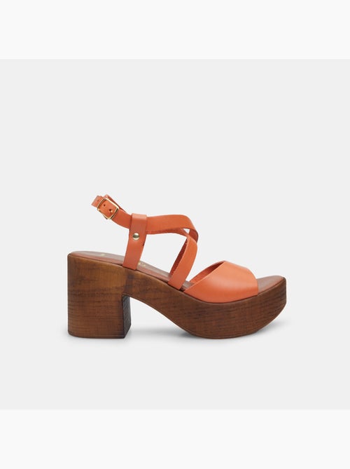 Sandales en cuir avec talon de 8,5 cm BATA - Kiabi