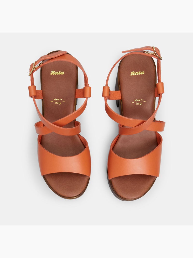 Sandales en cuir avec talon de 8,5 cm BATA Orange - Kiabi