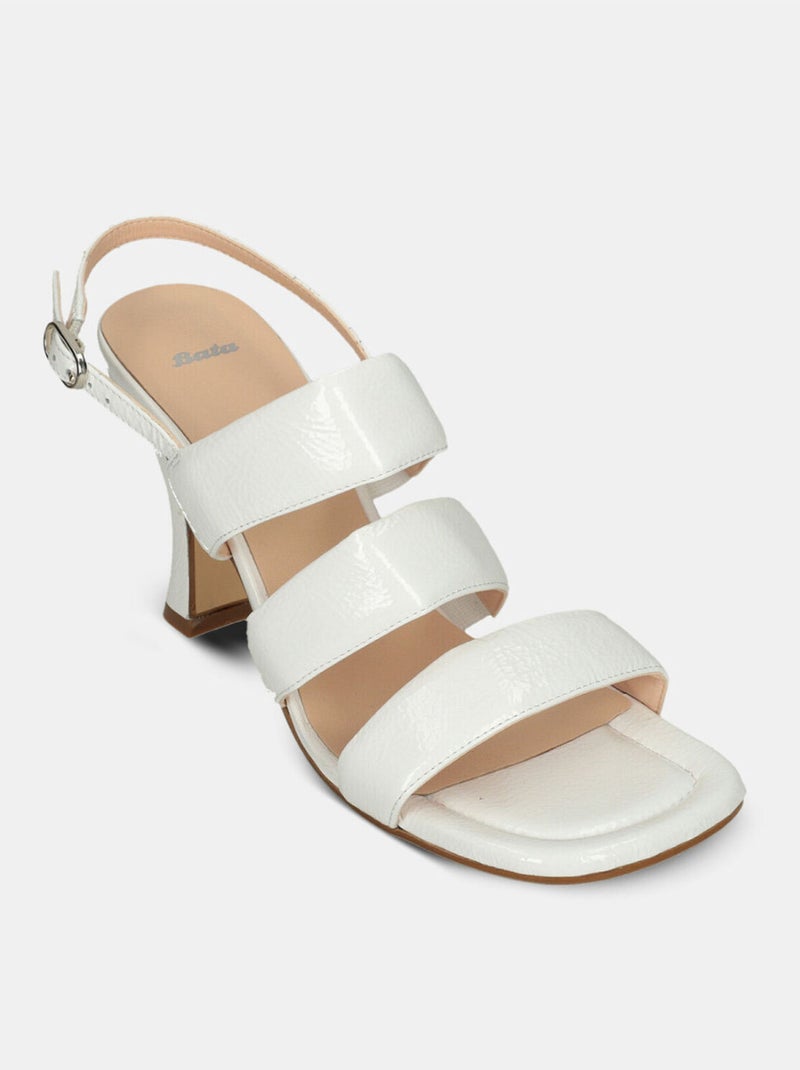 Sandales en cuir avec talon de 9 cm BATA Blanc - Kiabi