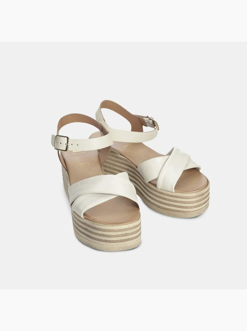 Sandales en cuir BATA Blanc - Kiabi