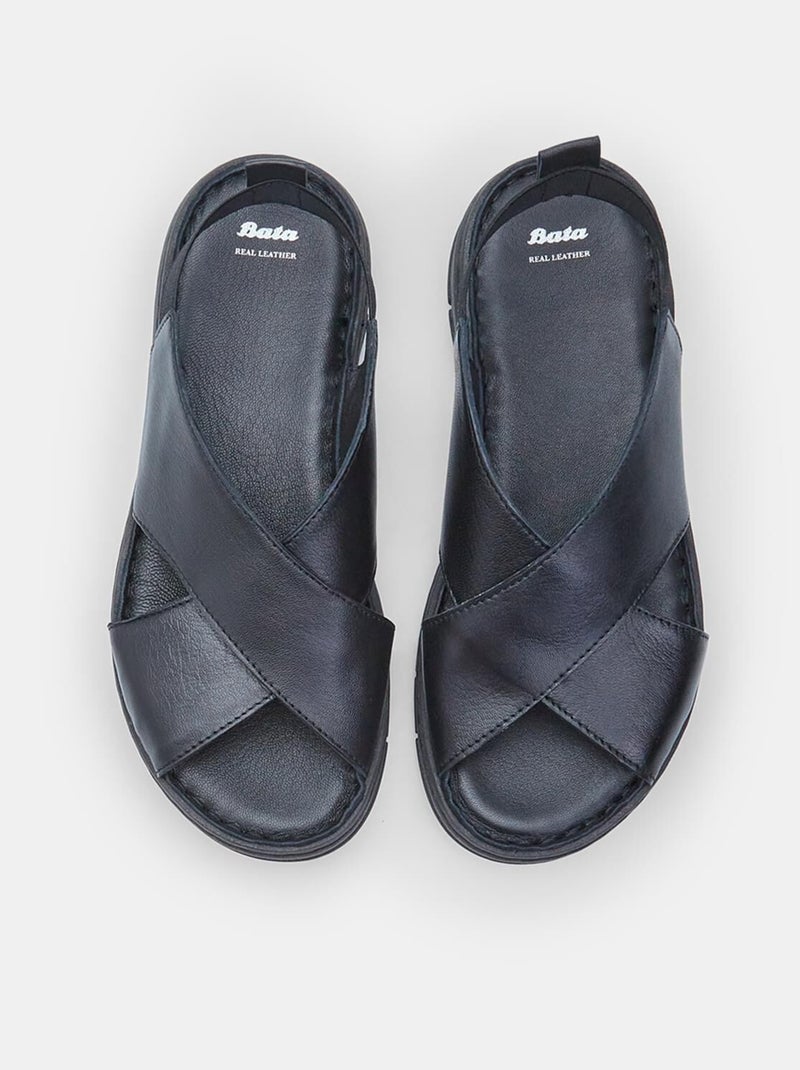 Sandales en cuir BATA  confortables Noir - Kiabi