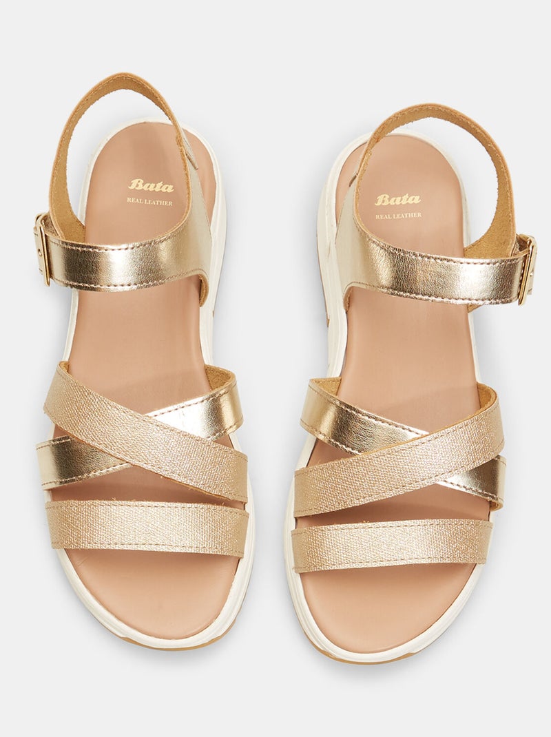 Sandales en cuir BATA Doré/or - Kiabi