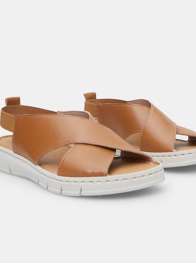 Sandales en cuir BATA Marron - Kiabi