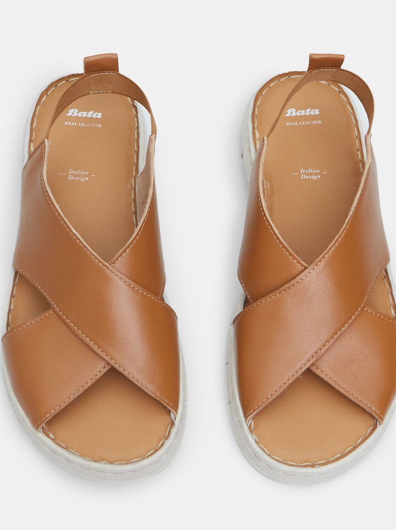 Sandales en cuir BATA Marron - Kiabi