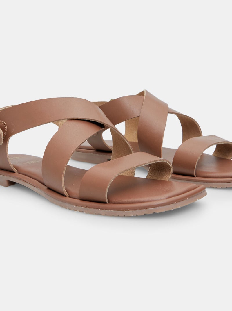 Sandales en cuir BATA Marron - Kiabi