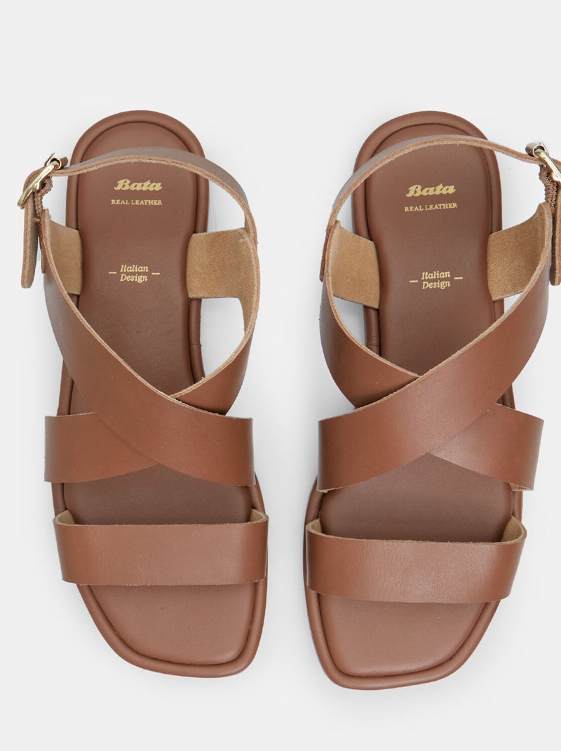 Sandales en cuir BATA Marron - Kiabi