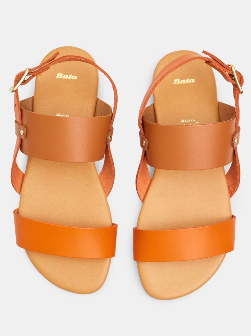 Sandales en cuir BATA Marron - Kiabi