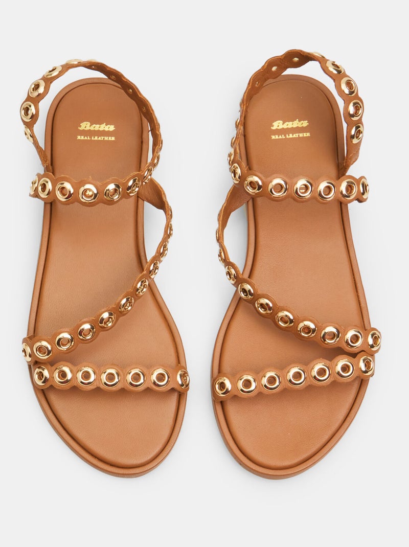 Sandales en cuir BATA Marron - Kiabi