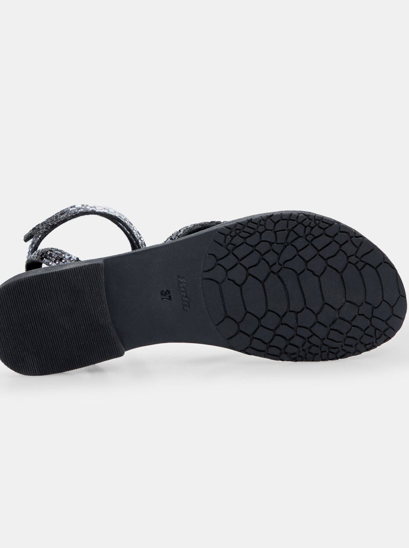 Sandales en cuir BATA Noir - Kiabi