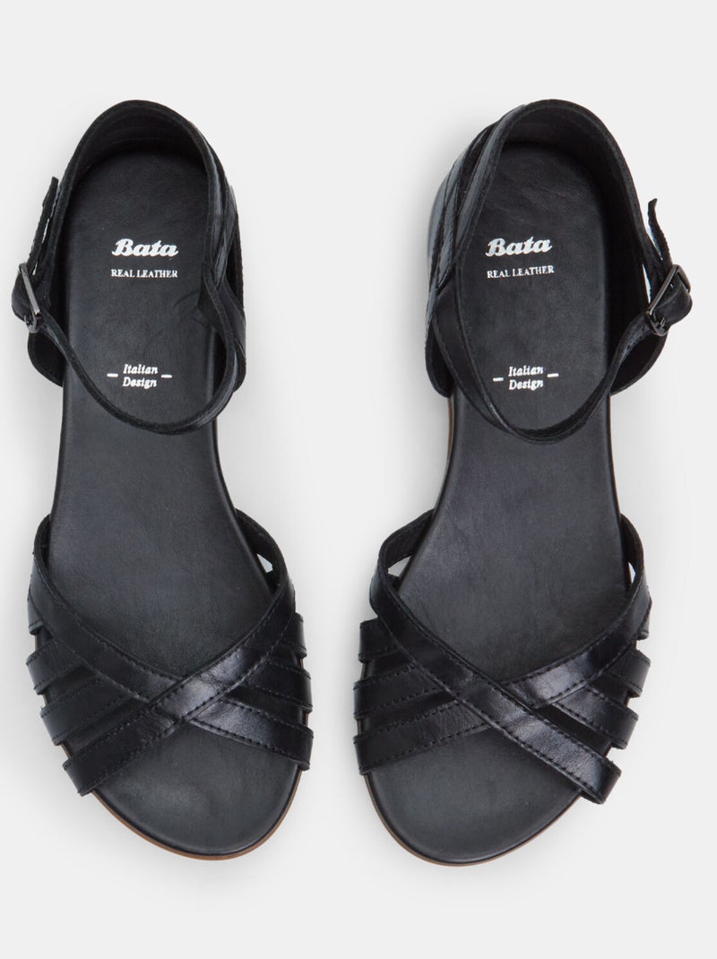 Sandales en cuir BATA Noir - Kiabi