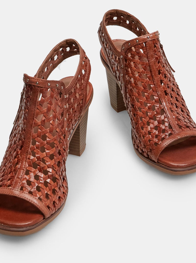 Sandales en cuir bout ouvert BATA Marron - Kiabi