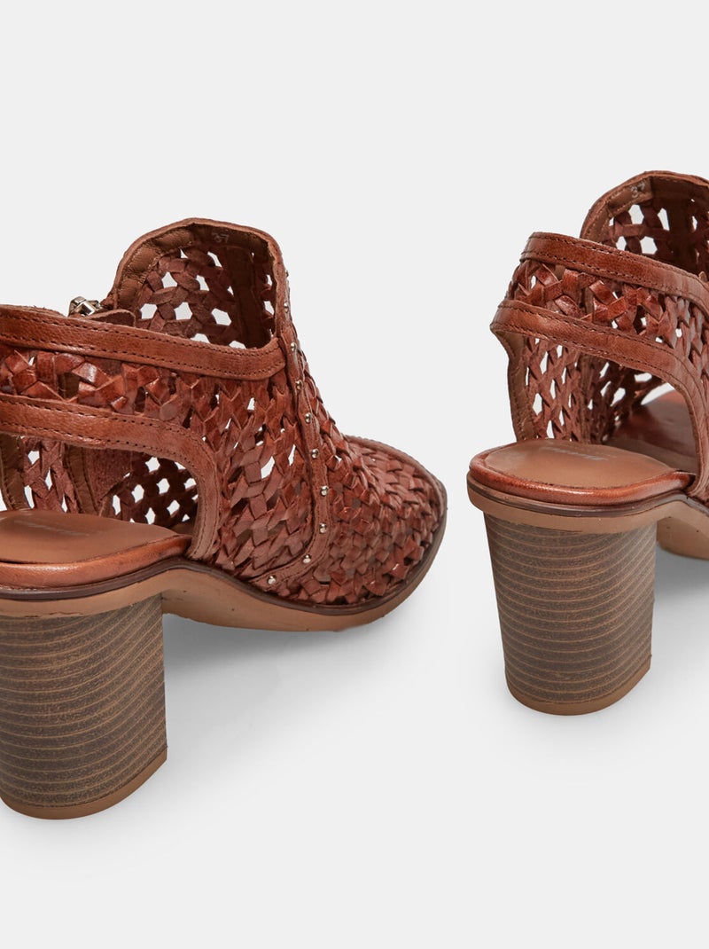 Sandales en cuir bout ouvert BATA Marron - Kiabi