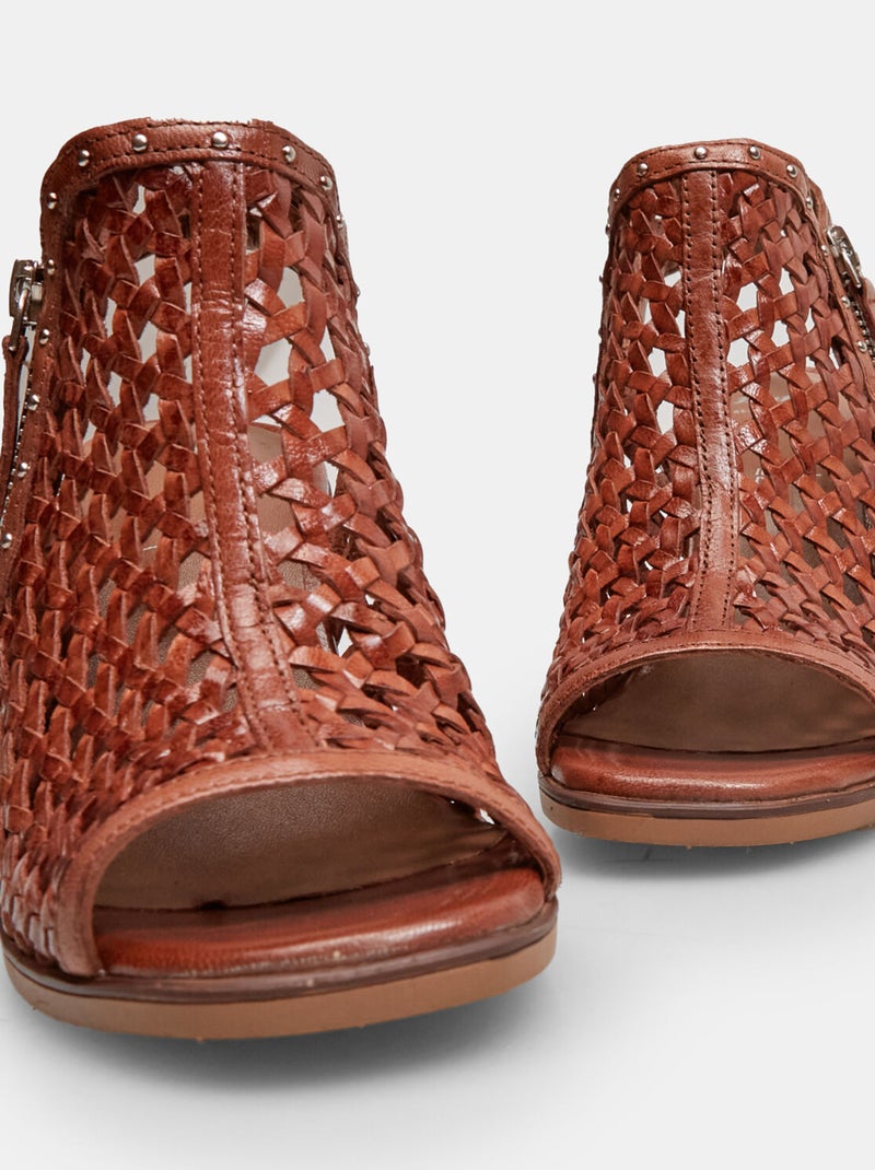 Sandales en cuir bout ouvert BATA Marron - Kiabi