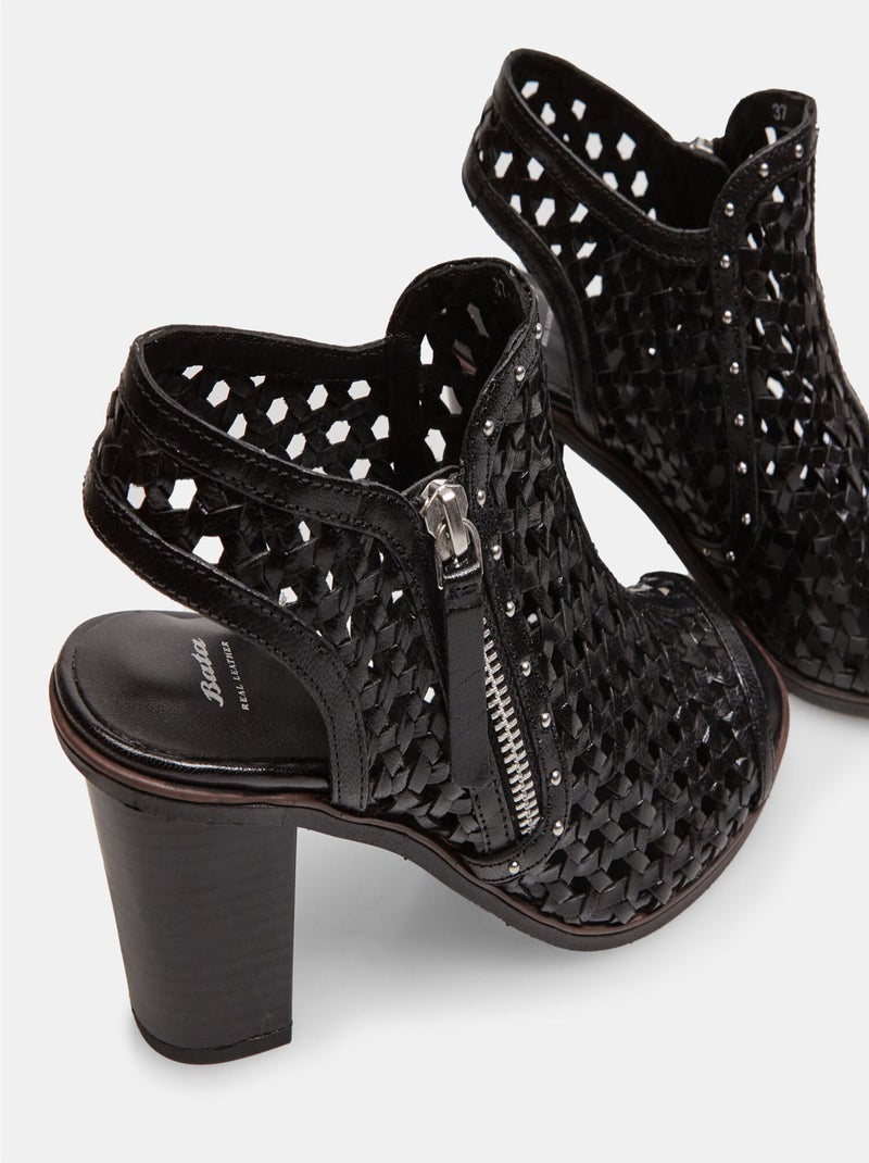 Sandales en cuir bout ouvert BATA Noir - Kiabi