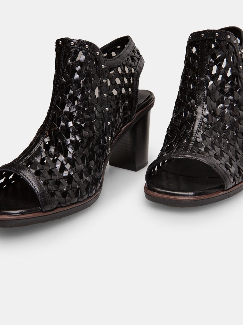 Sandales en cuir bout ouvert BATA Noir - Kiabi