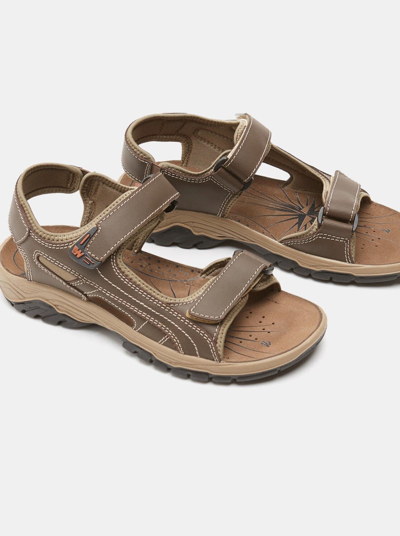 Sandales en cuir Bronze - Kiabi