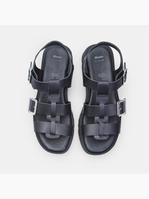 Sandales en cuir comfortables avec plateforme BATA - Kiabi