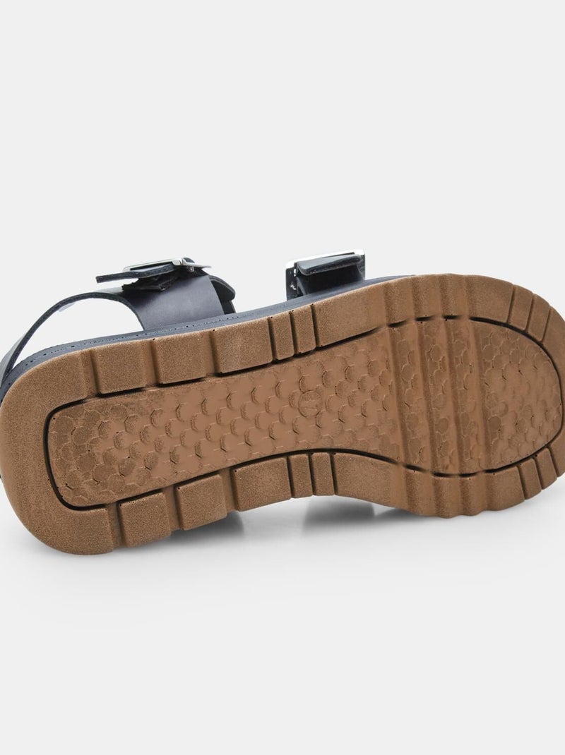 Sandales en cuir comfortables avec plateforme BATA Noir - Kiabi