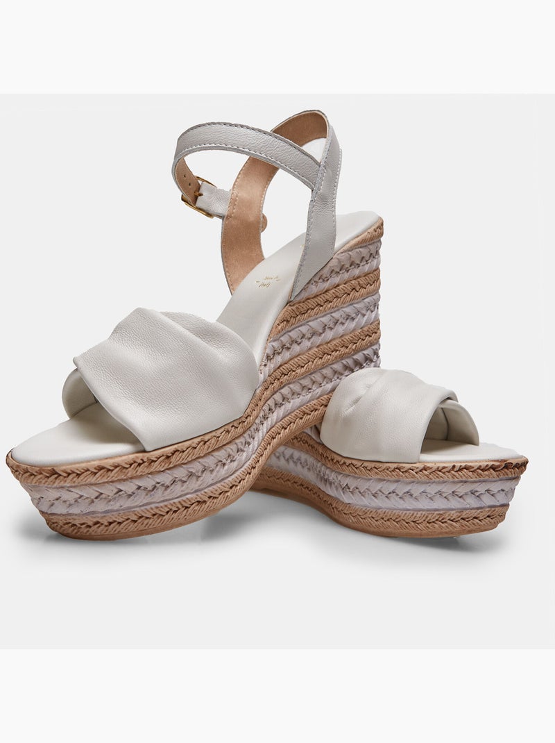 Sandales en cuir compensées BATA Blanc - Kiabi
