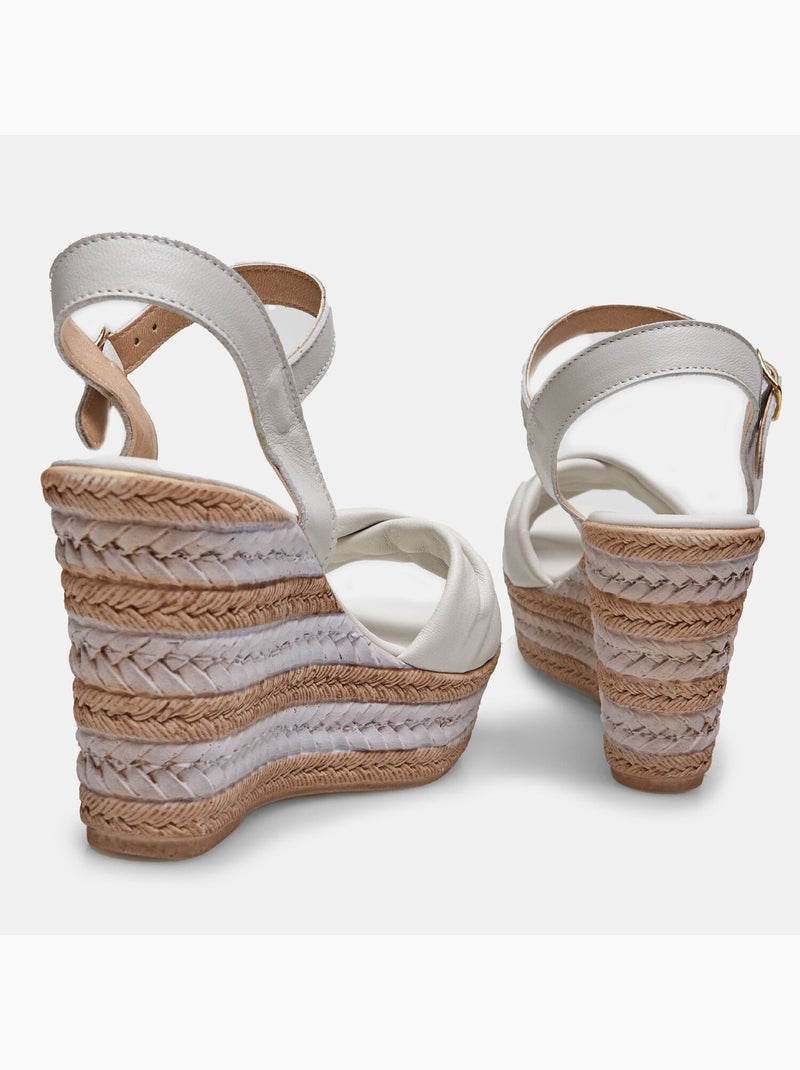 Sandales en cuir compensées BATA Blanc - Kiabi