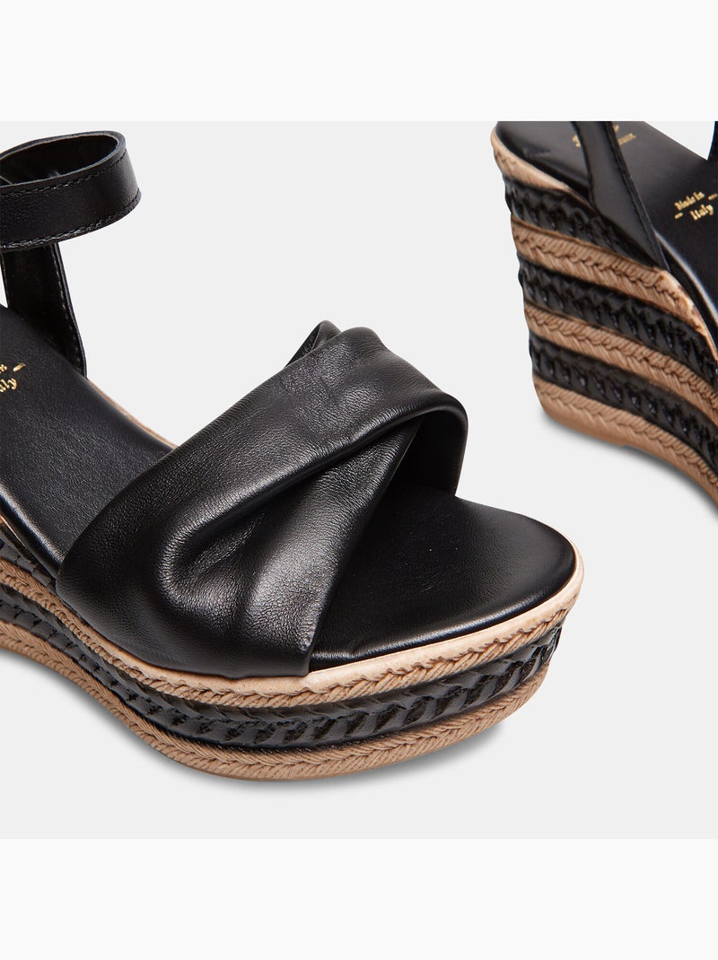 Sandales en cuir compensées BATA Noir - Kiabi