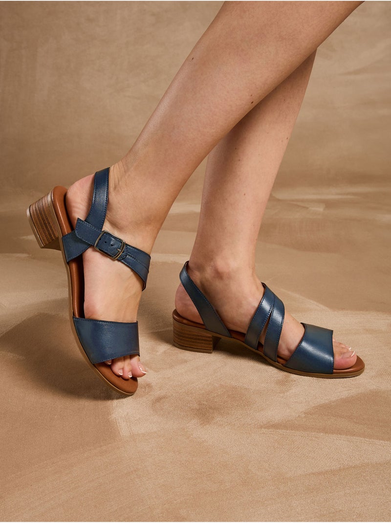 Sandales en cuir confortables - PEDICONFORT Bleu marine - Kiabi