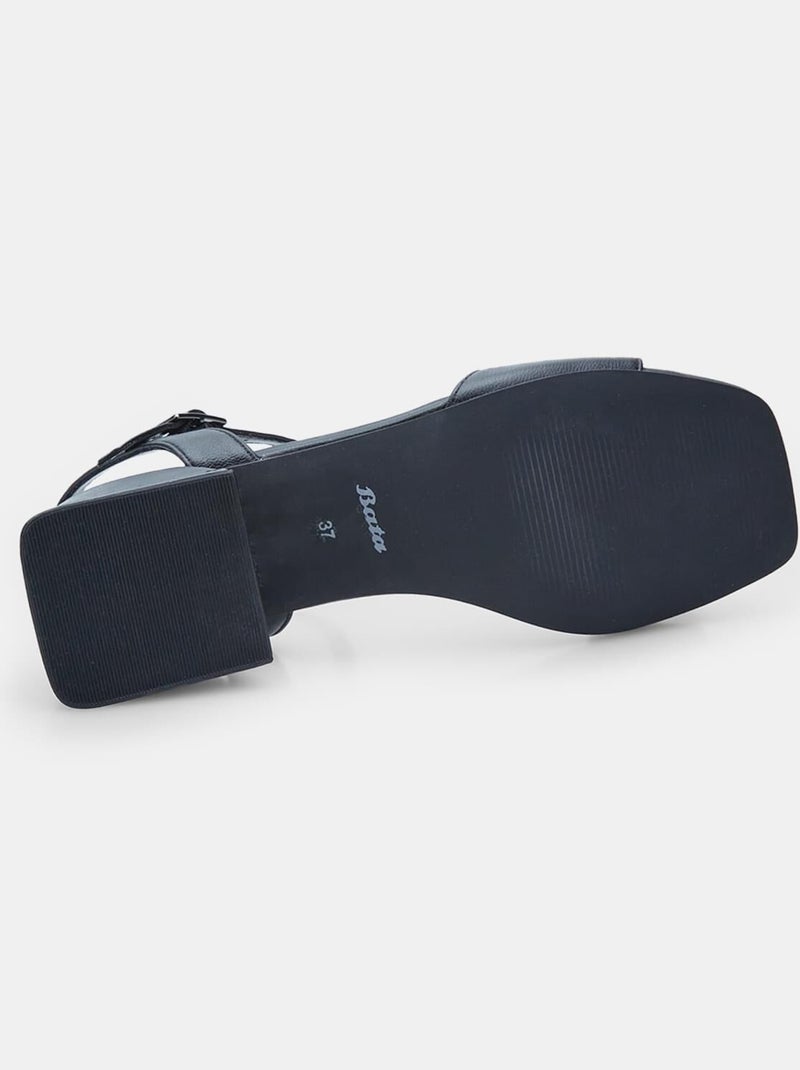 Sandales en cuir confortables  avec talon BATA Noir - Kiabi