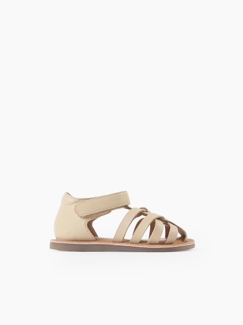 Sandales en cuir fermées avec lanières croisées - Kiabi