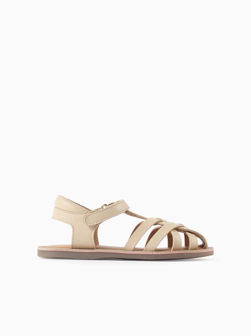 Sandales en cuir fermées avec lanières croisées - Kiabi
