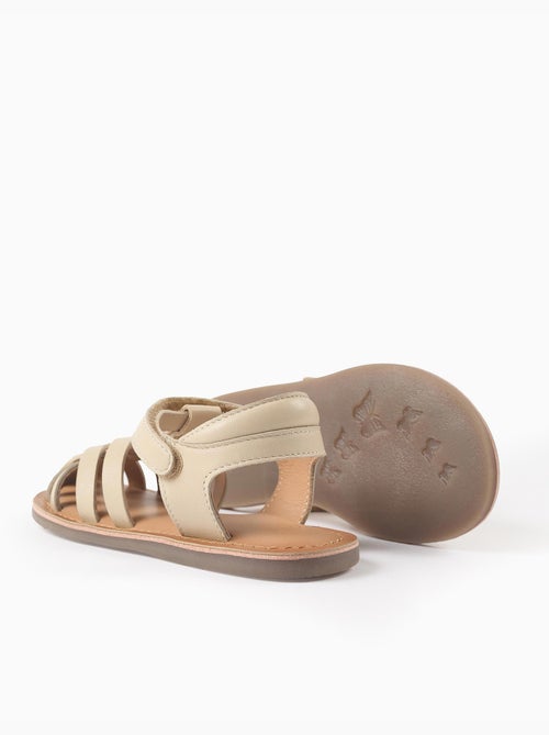 Sandales en cuir fermées avec lanières croisées - Kiabi