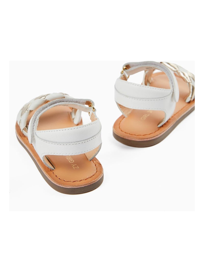 Sandales en cuir ecru fille | La Halle