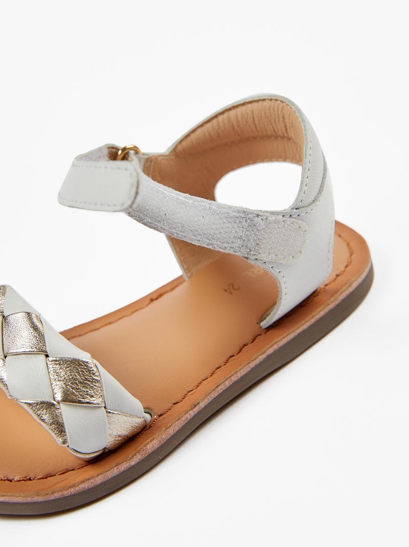 Sandales en cuir blanc pour fille