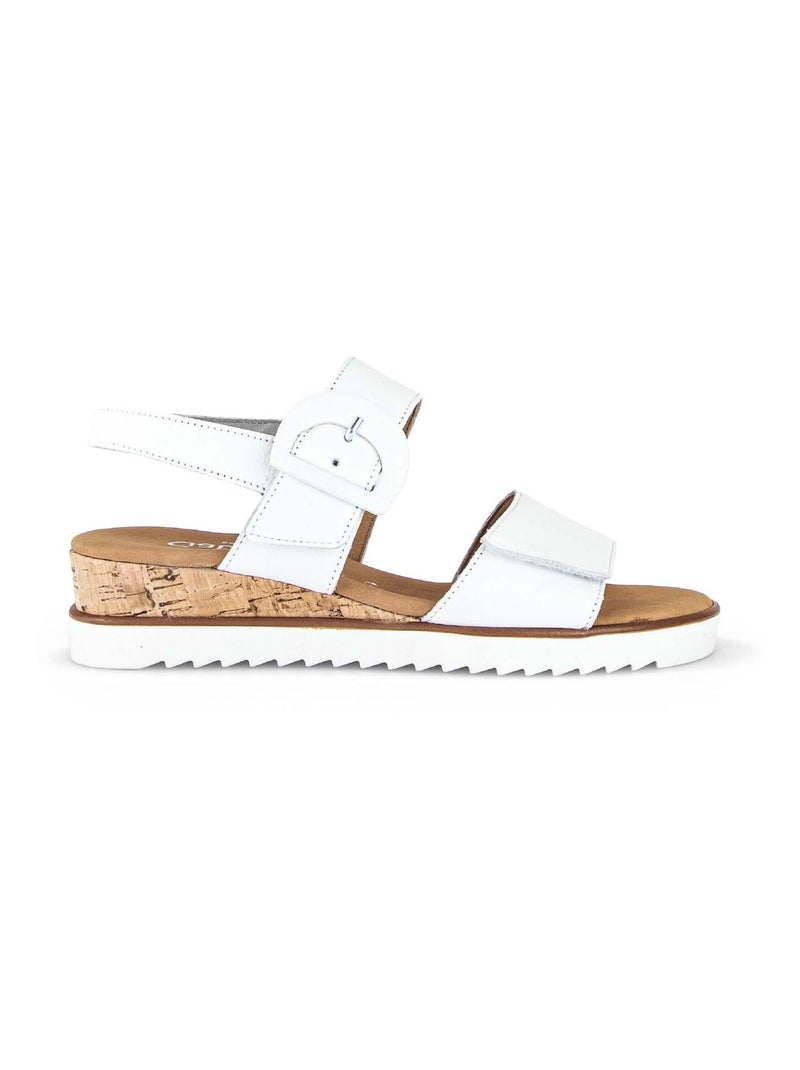 Sandales  en cuir grainé Blanc - Kiabi